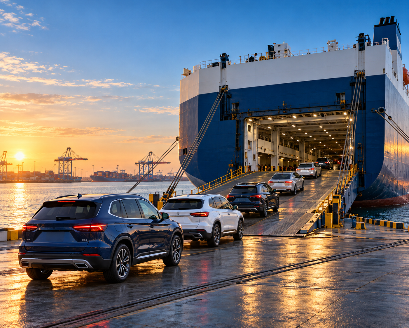 Car shipping container loading